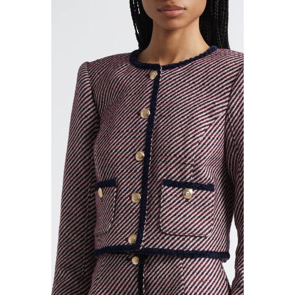 Cinq à Sept jacket blazer Noemie Zanda Bouclé Randi black red preppy size 12